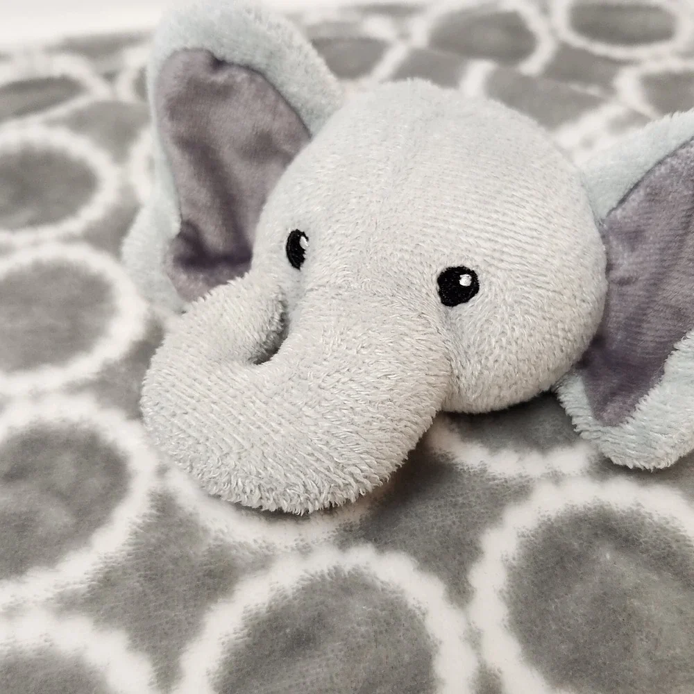 HB Hudson Baby Elephant Lovey Security Blanket Gray White Circle  12.5